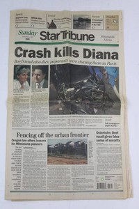 Vintage 1997 Sunday Star Tribune Princess Diana Newspaper