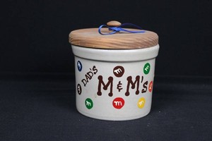 M&ms Ceramic Candy Jar With Wooden Lid