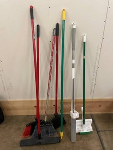 Cleaning Tool Mixed Lot - Brooms, Dust Mop & Scrub Brush