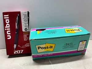 Post-It Super Sticky Notes and Uniball 207 Pens