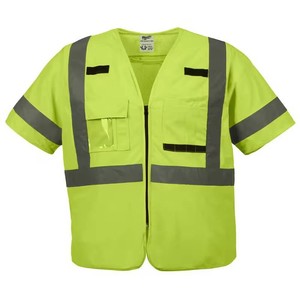 $26 4X-Large5X-Large Yellow Class-3 High Visibility Safety Vest with 10-Pockets and Sleeves