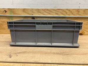 $37 AKRO-MILS Straight Wall Tote 13.3 gal, 23 34 in x 15 34 in x 8 14 in, Stacking Capable, Grey $36.99