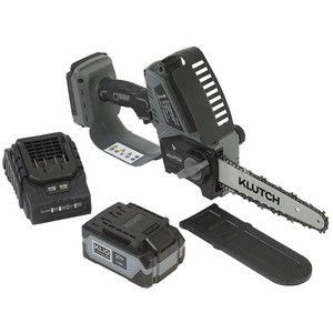 $130 Klutch Mini Chainsaw Kit, 20V, 8in. Bar and Chain, Brushless, Cordless, 4.0Ah