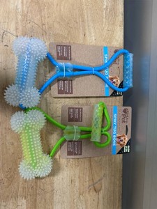 Hug My Pet Spiky Tug Bone (green and blue) GLOW IN THE DARK
