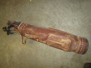 Vintage golf clubs in a bag