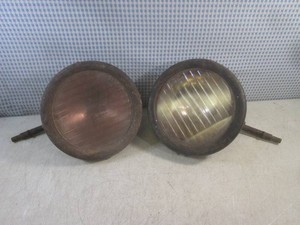 (F-0) Pair of Vintage 1920s 1930s Ford Headlight Buckets - Ford H Glass Lenses