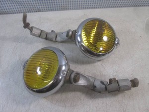 (F-0) Pair of Vintage 1930s 1940s Unity H-1 Amber Fog Lights Rat Hot Rod