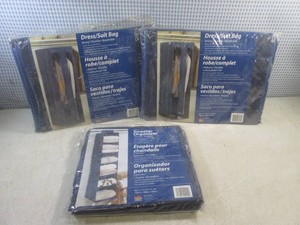 (EW4) 3 Closet Hanging Organizers 2 DressSuit Bags and 6-Shelf Sweater Organizer