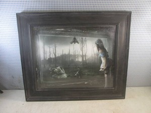 (A-4) Framed Dark Fantasy Art Print of Gothic Reinterpretation of Alice in Wonderland Set in a Moody Barren Forest 25 12 x 21 12