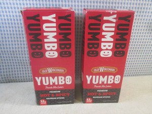 (B-2) 40 Old Wisconsin Yumbo Premium Hot & Spicy Sausage Sticks 2 Boxs of 20 Past Date