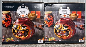 Lot of 2 Members Mark Halloween Ceramic Pirate Candy Bowls - NEW