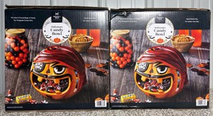 Lot of 2 Members Mark Halloween Ceramic Pirate Candy Bowls - NEW