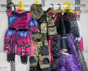 Lot of 5 Kids Halloween Costumes (Size 46 & 56) 1-Spider Gwen, 1-Witch, 1-Vampire, 1-Special Forces, 1-Butterfly
