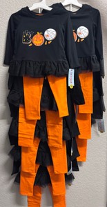 Lot of 8 Girls Cat & Jack Halloween Boo Shirt & Legging Sets - Size 2T
