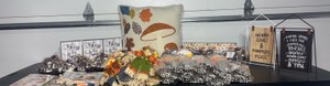 Large Lot of Fall Decorations & Party Supplies Pillows, Ribbon, Pumpkins, Decor & More
