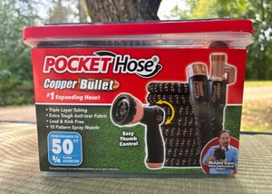 As Seen on TV 50 Pocket Hose Copper Bullet Thumb Spray Nozzle Expandable Hose