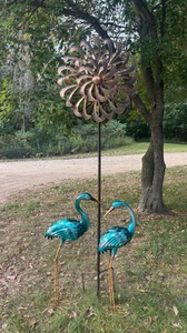 Lot of Lawn Decor Stylecraft Classic Pinwheel Wind Spinner & 35 Blue Heron Statue Pair