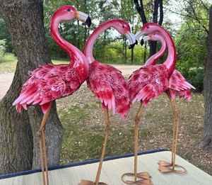 Lot of 4 Evergreen Enterprises Solar LED Flamingos