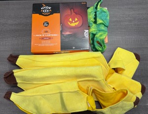 Lot of Dog Costumes (Sizes XS, M, L) & Flickering LED Jack-O-Lantern Halloween Decor