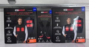 Lot of Heated Clothing 2-32 Degrees Rechargeable Heated Vests, 1 Pair 32 Degrees Rechargeable Battery Powered Heated Socks - Size L