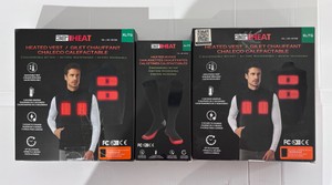 Lot of Heated Clothing 2-32 Degrees Rechargeable Heated Vests, 1 Pair 32 Degrees Rechargeable Battery Powered Heated Socks - Size XL