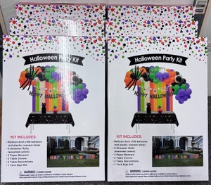 Lot of 6 Halloween Party Decoration Kits (Balloon Arch, Banners, Table Decor, Yard Signs)