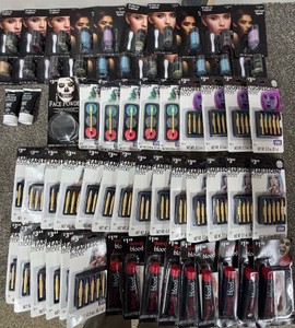 Large Lot of Halloween Makeup Vampire Blood Kits, Make-Up Sticks (Pearlescent, Glitter, Fluorescent), Glitter Gel Kits, Cream Make-Up