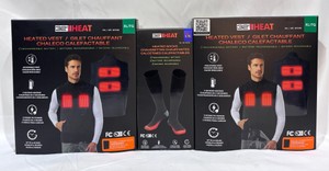 Lot of Heated Clothing 2-32 Degrees Rechargeable Heated Vests, 1 Pair 32 Degrees Rechargeable Battery Powered Heated Socks - Size XL