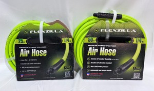 Lot of Flexzilla Air Hoses 14in x 50ft & 25ft ZillaGreen with MNPT Ends