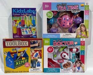 Lot of Kids ToysGames KidzLabs Colour Lab Mixer, My First Tea Time Play Set, Build and Paint Toolbox, My First Doctor Play Set
