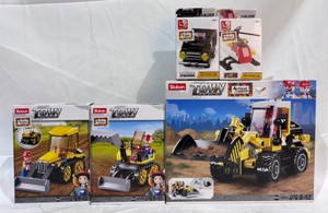 Lot of Kids Town Construction Building Sets Loader, Dozer, Tractor, Police Car, Fire Helicopter
