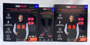 Lot of Heated Clothing 2-32 Degrees Rechargeable Heated Vests, 1 Pair 32 Degrees Rechargeable Battery Powered Heated Socks - Size L