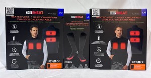 Lot of Heated Clothing 2-32 Degrees Rechargeable Heated Vests, 1 Pair 32 Degrees Rechargeable Battery Powered Heated Socks - Size L