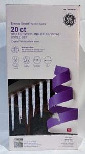 Lot of 2 Boxes 9.5ft GE Energy Smart Random Sparkle Led Twinkling Crystal Icicle - 20 Icicles Per Strand