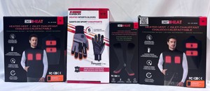 Lot of Heated Clothing 2-32 Degrees Rechargeable Heated Vests, 1 Pair 32 Degrees Rechargeable Battery Powered Heated Socks, 1 Pair Karbon Heated Sports Gloves - Size M