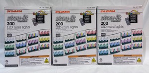 Lot of 3 Sylvania Stay-Lit Color Action 200 Mini-Lights - Each Box Covers 66ft
