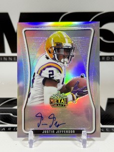 Justin Jefferson Auto RC 60 2020 Leaf Metal Draft #BAP-JJ3 Numbered 1360 Rookie Minnesota Vikings Football Card