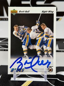 Brett Hull Auto 1991-92 Upper Deck #464 Hockey Card