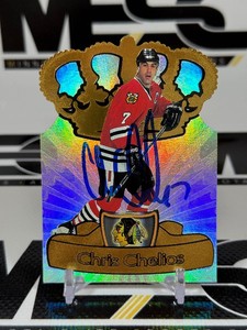Chris Chelios Auto 1997 Pacific Gold Crown Die-Cuts #6 Hockey Card
