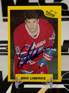 Eric Lindros Auto RC 1989-90 Oshawa Generals 7th Inning Sketch #1 Rookie Hockey Card