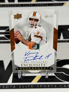 Vinny Testaverde Auto 75 2012 Upper Deck Exquisite Endorsements Collection #EE-VT Football Card