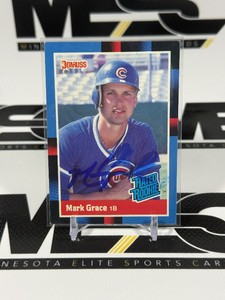 Mark Grace Auto RC 1988 Donruss #40 Rookie Baseball Card