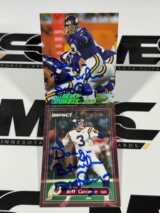 (2) Jeff George Auto Minnesota Vikings Football Cards