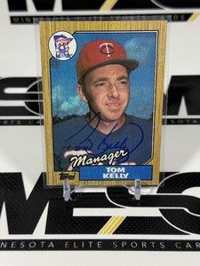 Tom Kelly Auto 1987 Topps #618 Minnesota Twins Baseball Card