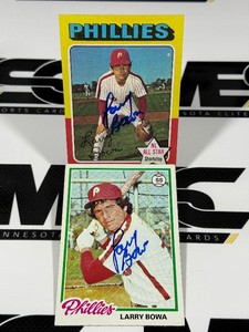 (2) Larry Bowa Auto Vintage Baseball Cards 1975 and 1978