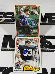 (2) Bob Breunig Auto 1981 and 1982 Topps Vintage Dalla Cowboys Football Cards