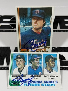 (2) Tom Brunansky Auto RCs 1982 Topps and Traded Rookie Vintage Minnesota Twins Baseball Cards