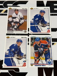 (4) Jari Kurri On-Card Auto Hockey Cards
