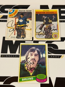 (3) Roagie Vachon On-Card Auto Vintage Hockey Cards