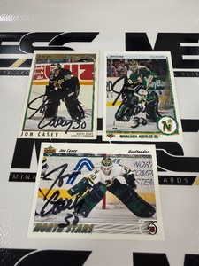 (3) Jon Casey On-Card Auto Minnesota North Stars Hockey Cards